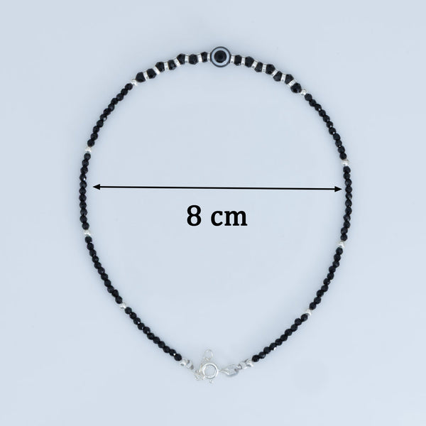 Elegant Evil Eye Silver Anklet with Black Beads - Aggarwal jewels
