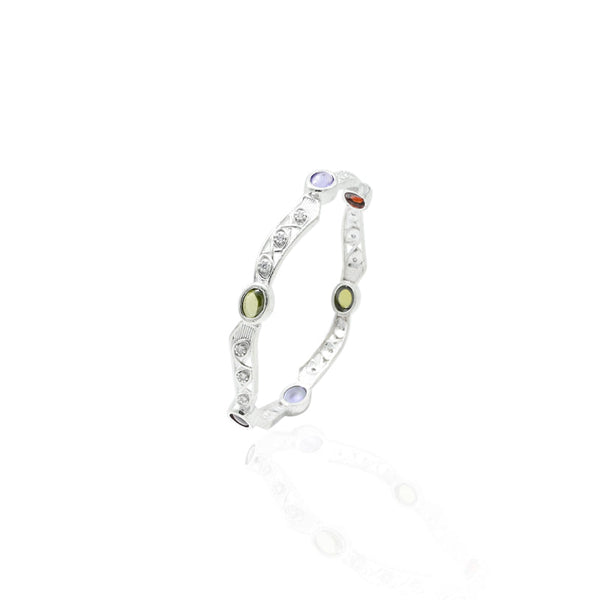 Silver Glamorous Colourful Gems Bangles - Aggarwal jewels