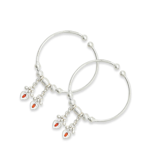 Silver Classical Heart Symbol Baby Kada - Aggarwal jewels