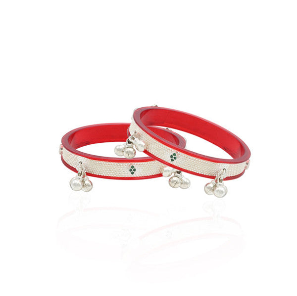 Silver Bridal Red Bangles - Aggarwal jewels