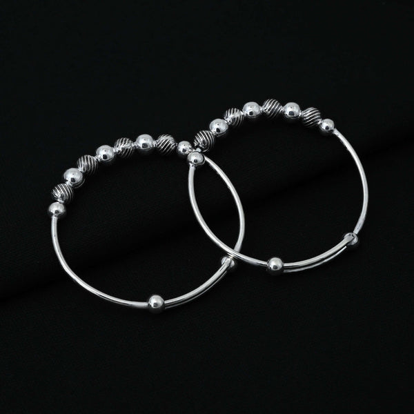 925 Silver Premium Spiral Beaded Silver Hand Kada for Baby Boy - Aggarwal jewels