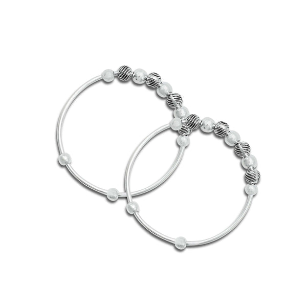 925 Silver Premium Spiral Beaded Silver Hand Kada for Baby Boy - Aggarwal jewels