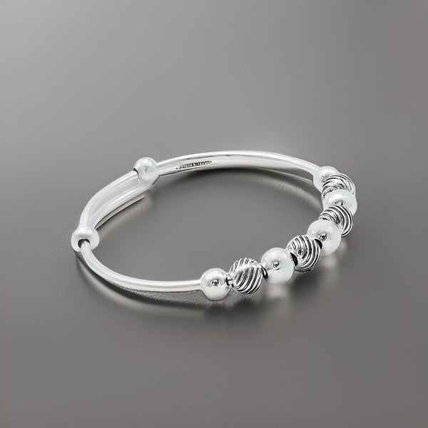 925 Silver Premium Spiral Beaded Silver Hand Kada for Baby Boy - Aggarwal jewels