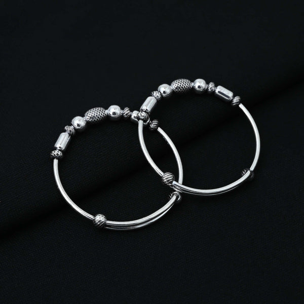 Sterling Silver Simple Lining Kada for Girls - Aggarwal jewels