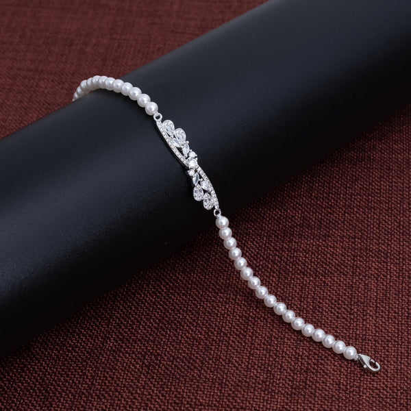 Glamorous Wedding Pearl Bracelet with Crystals - Aggarwal jewels