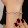 Rose Gold Plated Pearl Silver Bracelet - Aggarwal jewels