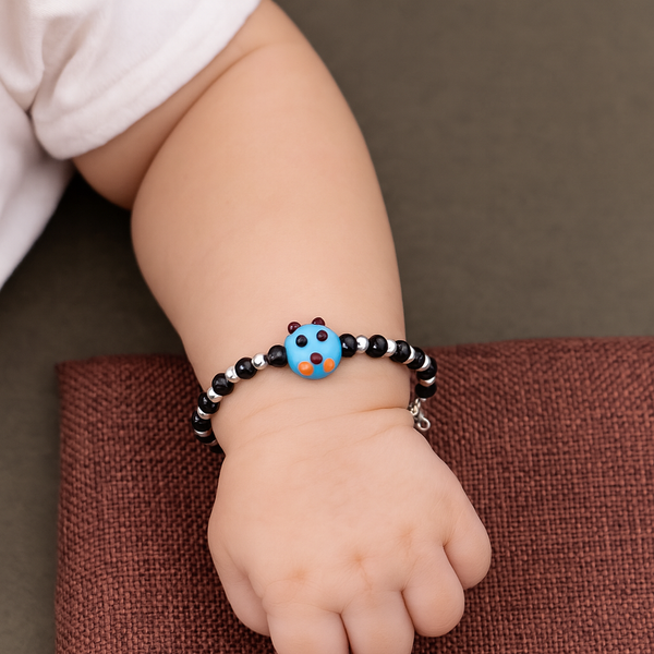 Blue Playful Silver & Black Beaded baby Bracelet - Aggarwal jewels
