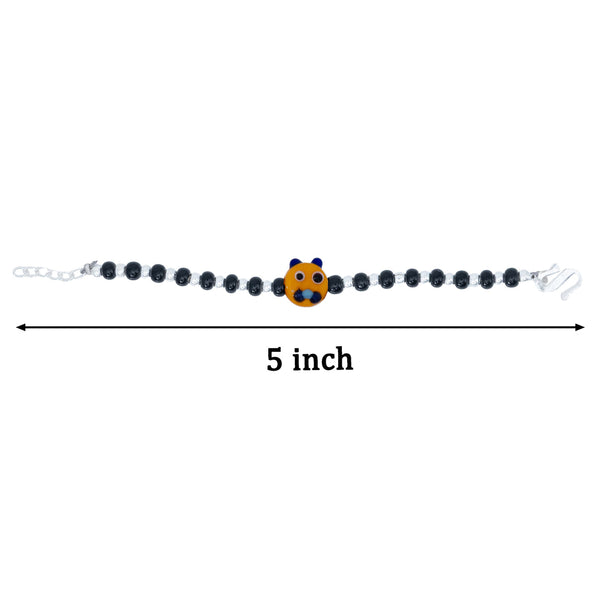 Yellow Playful Silver & Black Beaded baby Bracelet - Aggarwal jewels