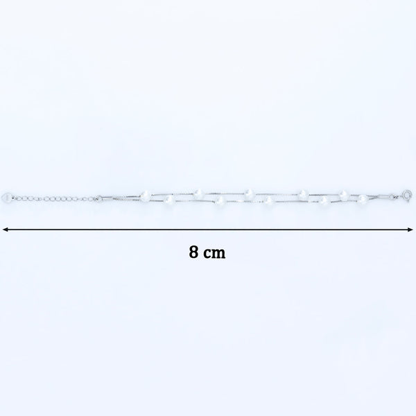 Double Strand Pearl Accent Silver Bracelet - Aggarwal jewels