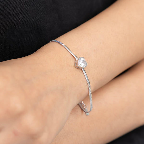 Silver Heart Charm Bracelet - Aggarwal jewels