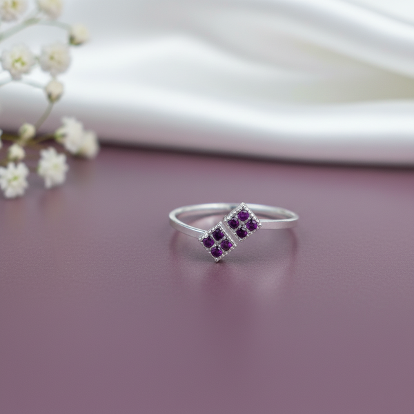 Dual Square Pink Stone Toe Ring - Aggarwal jewels