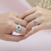 His & Her Silver Couple Rings Green Solitaire Men’s Band & Heart CZ Ring - Aggarwal jewels