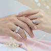 His & Her Silver Couple Ring Combo Heart CZ Ring & Geometric Band - Aggarwal jewels