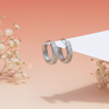 Silver Double-Row CZ Hoop Earrings - Aggarwal jewels