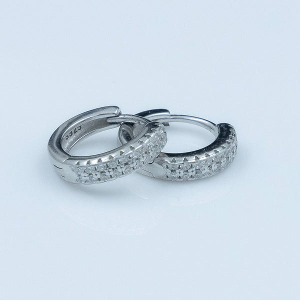 Silver Double-Row CZ Hoop Earrings - Aggarwal jewels