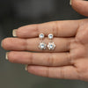 Silver White Stone Blossom Earrings - Aggarwal jewels