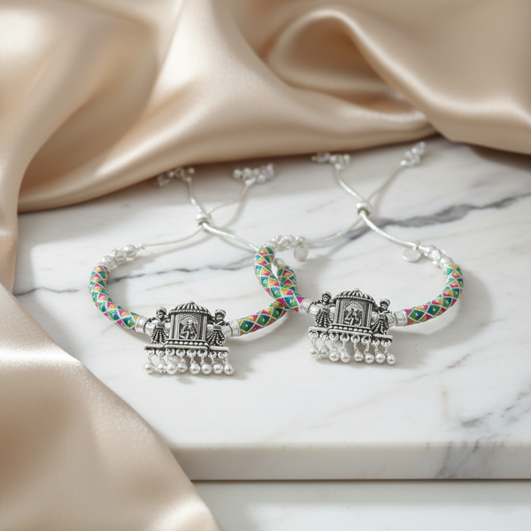 Adjustable Doli Design Silver Anklet - Aggarwal jewels