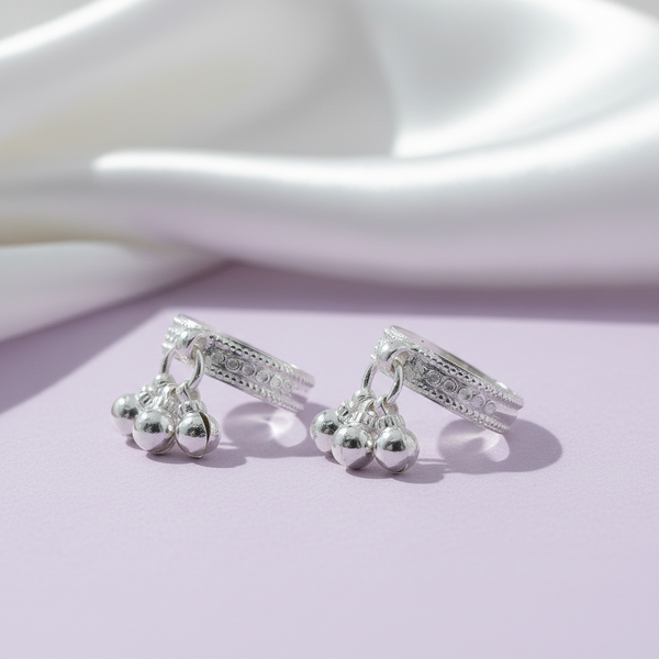 Plain Silver Toe Ring(Bichiya) with Hanging Ghungroo - Aggarwal jewels