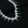 Sterling Silver Necklace Set with Earrings & Green Stone Detailing - Aggarwal jewels
