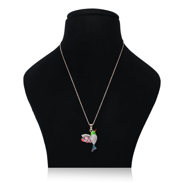 Hummingbird with Zircon Stones Silver Necklace - Aggarwal jewels