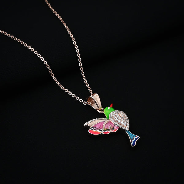 Hummingbird with Zircon Stones Silver Necklace - Aggarwal jewels