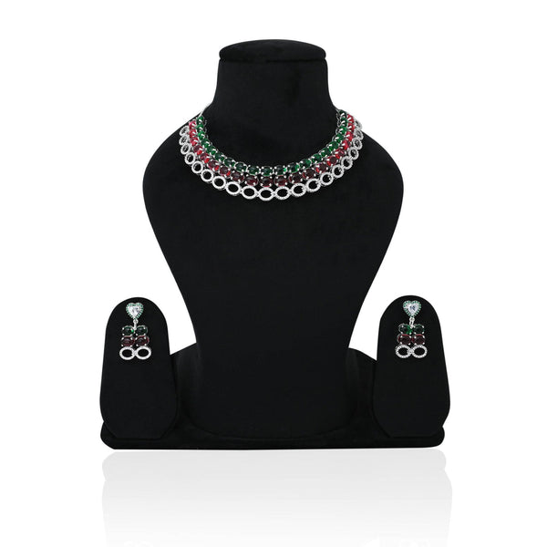 Premium Silver Bridal Jewellery Set of Gemstone - Aggarwal jewels