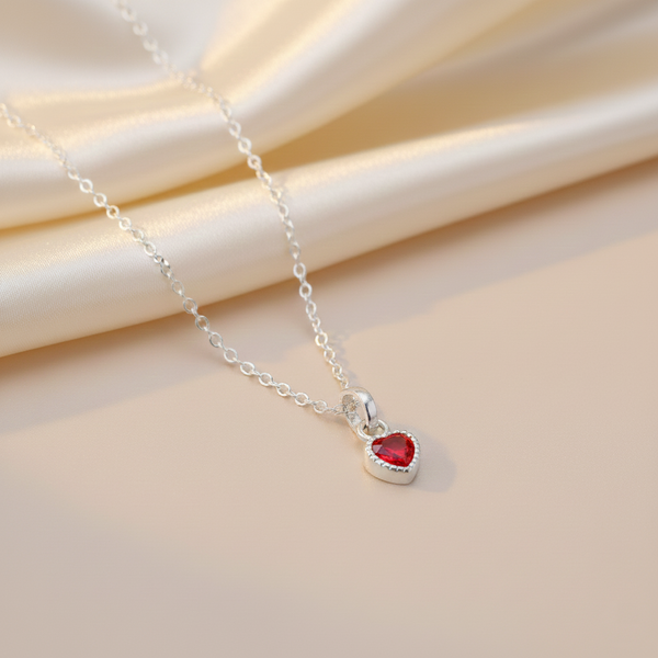 Premium Heart-Shaped Stone Silver Pendent Necklace - Aggarwal jewels