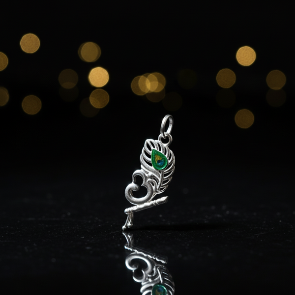 Silver Krishna Morpankh Pendant Special Elegant Necklace - Aggarwal jewels