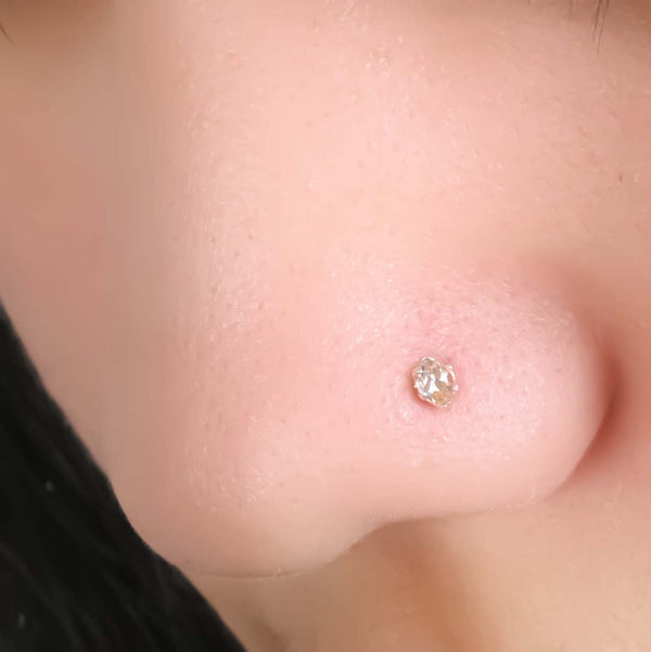 Sterling Silver Nosepin with Brown Stone - Aggarwal jewels