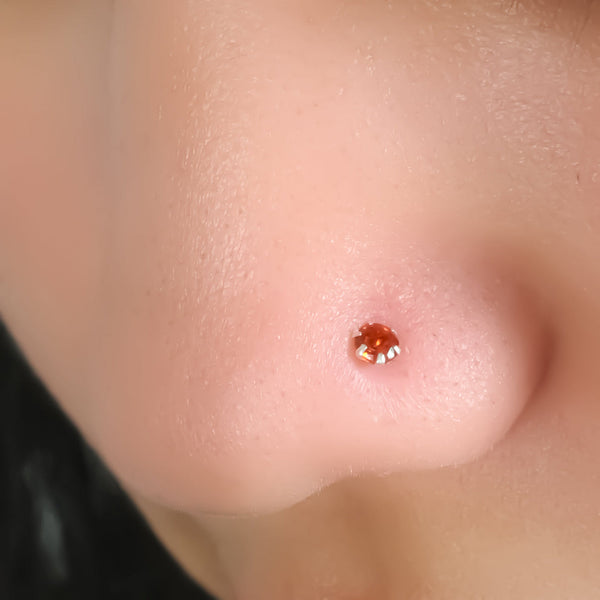 Classic Silver Nosepin with Red Sparkle - Aggarwal jewels