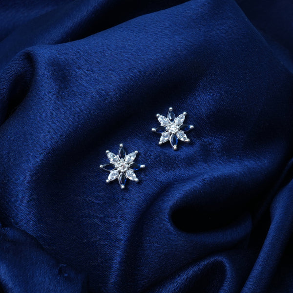 Silver Earrings with White & Blue Stones Elegant Sparkle - Aggarwal jewels