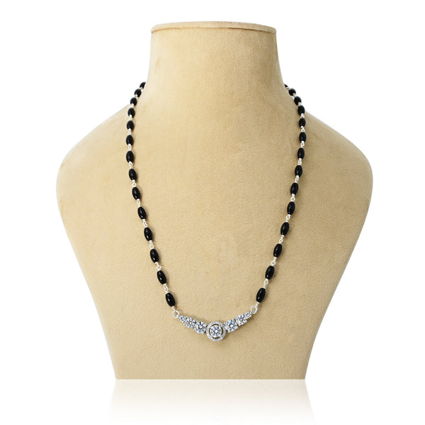 Silver CZ Gem Stone Mangalsutra for Girls - Aggarwal jewels
