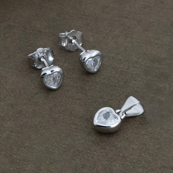 Love Heart Pendant with Crystal Earrings - Aggarwal jewels