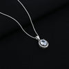 Silver Center CZ Oval Design Gem Stone Chain Pendant for Girls - Aggarwal jewels