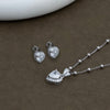 Silver Heart Solitaire Pendant & Earrings Set - Aggarwal jewels