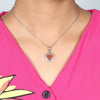 Red Heart Design Chain Pendant with Multiple Stones - Aggarwal jewels