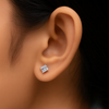 Silver Square Solitaire Earring - Aggarwal jewels