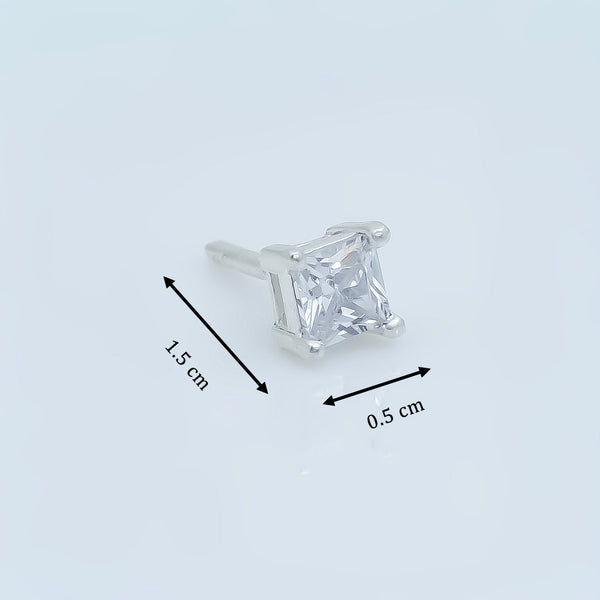 Silver Square Solitaire Earring - Aggarwal jewels