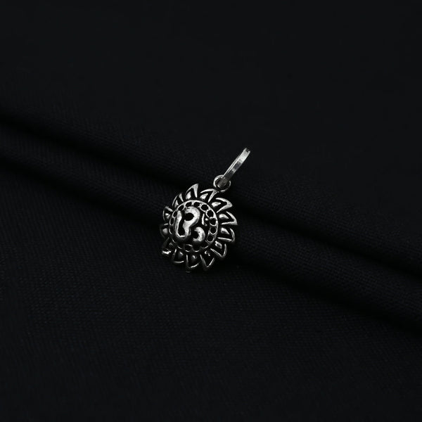 Sterling Silver Center Om Surya Design Pendant - Aggarwal jewels