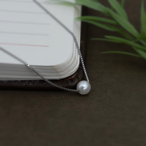 Dainty Silver Chain with Pearl Pendant - Aggarwal jewels