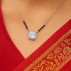 Classic Black Beaded Mangalsutra with Sparkling Square Pendant - Aggarwal jewels