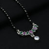 Sterling Silver Round Green and Purple leaf Gemstone Mangalsutra - Aggarwal jewels