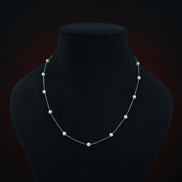 Sterling Silver Small Connecting Design with Pearl Chain - Aggarwal jewels