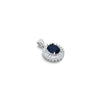 Silver Blue Oval Shape Gem Stone with CZ Gem stone Border Pendant for Girls - Aggarwal jewels