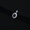 Silver Blue Oval Shape Gem Stone with CZ Gem stone Border Pendant for Girls - Aggarwal jewels