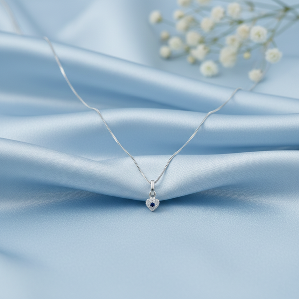 Premium Crafted Silver Heart Pendant Blue Stone Detail - Aggarwal jewels