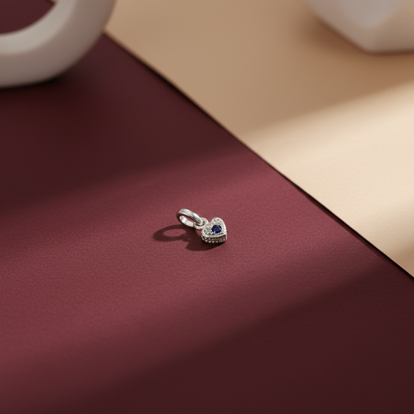 Premium Crafted Silver Heart Pendant Blue Stone Detail - Aggarwal jewels