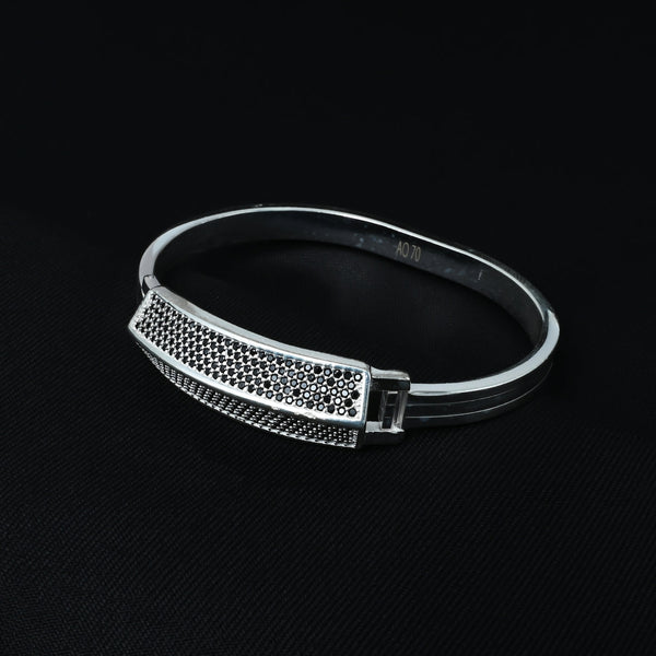 Black Stones Studded Silver Kada - Aggarwal jewels