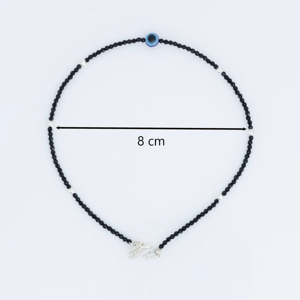 Blue Buds Evil Eye Silver Anklet - Aggarwal jewels