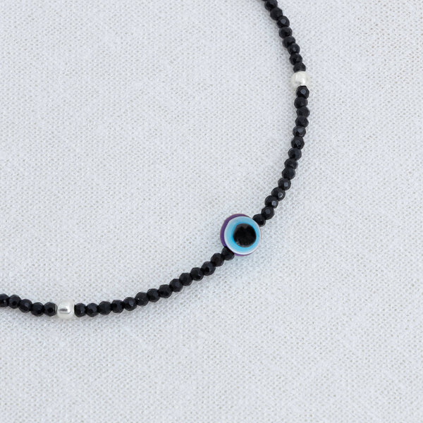Blue Buds Evil Eye Silver Anklet - Aggarwal jewels